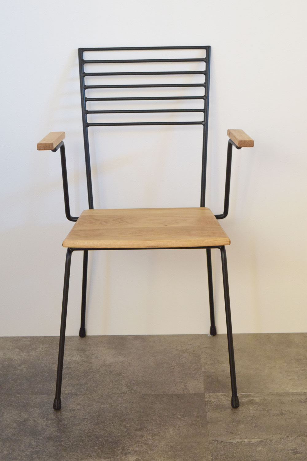 MSOC-if01 M's オリジナルチェア アイアンフレームアームチェア（アーム&オークシート） 椅子